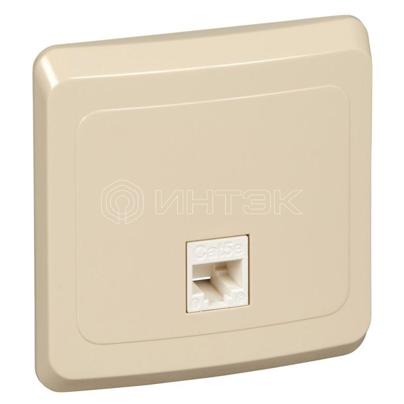 Розетка компьютерная 1-м СП Этюд RJ45 кат.5E крем. Systeme Electric KOMC-001K изображение, фото