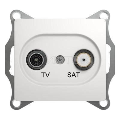 Розетка телевизионная проходная TV/SAT 1-м СП Glossa 4дБ механизм бел. Systeme Electric GSL000198 изображение, фото