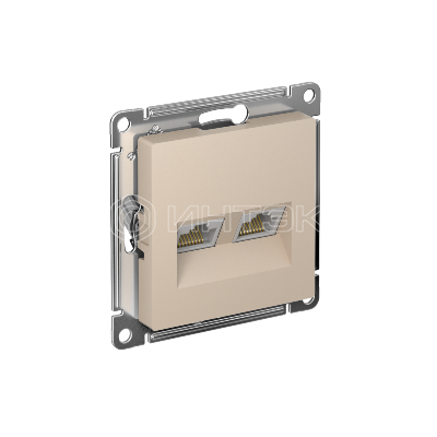 Розетка компьютерная 2-м AtlasDesign RJ45+RJ45 кат.5E механизм песочн. Systeme Electric ATN001285 изображение, фото