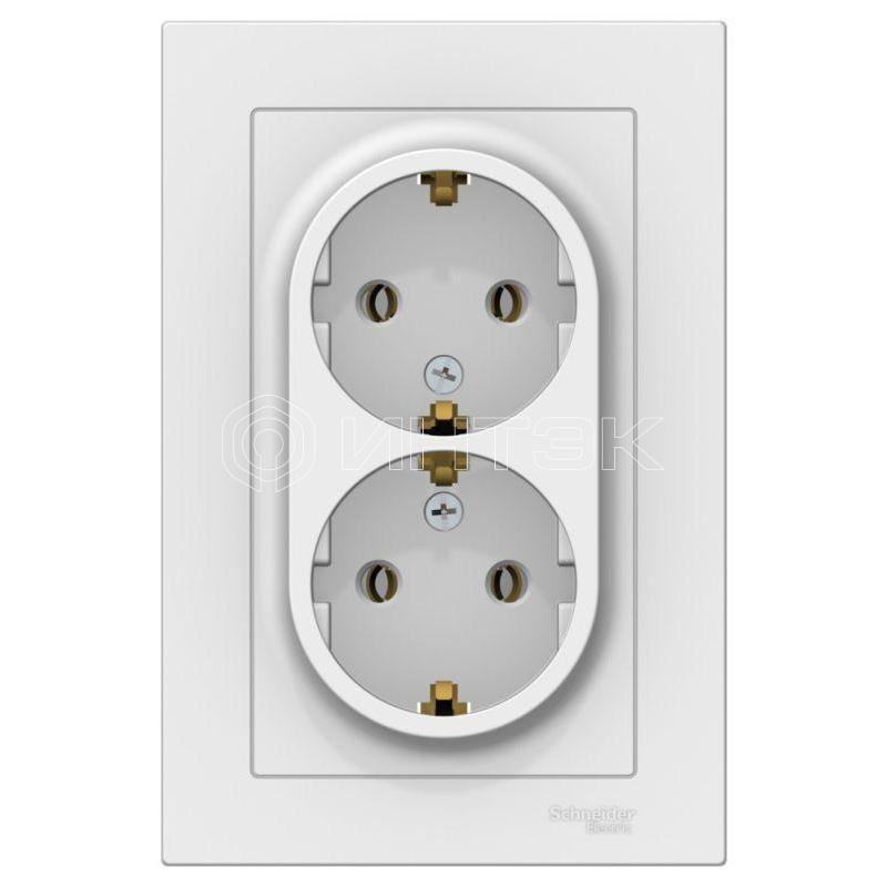 Розетка двойная AtlasDesign с заземл. 16А в сборе лотос Systeme Electric ATN001324 изображение, фото