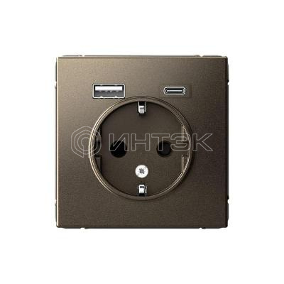 Розетка ArtGallery 16А с 2-мя заряд. устройствами USB A+C 5В/2.4А/3А 2х5В/1.5А механизм мокко Systeme Electric GAL000632 изображение, фото