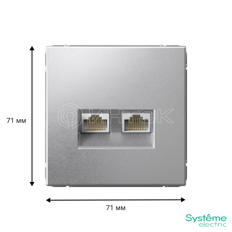 Розетка двойная компьютерная ArtGallery RJ45+RJ45 кат. 6A механизм алюм. Systeme Electric GAL000388 изображение, фото