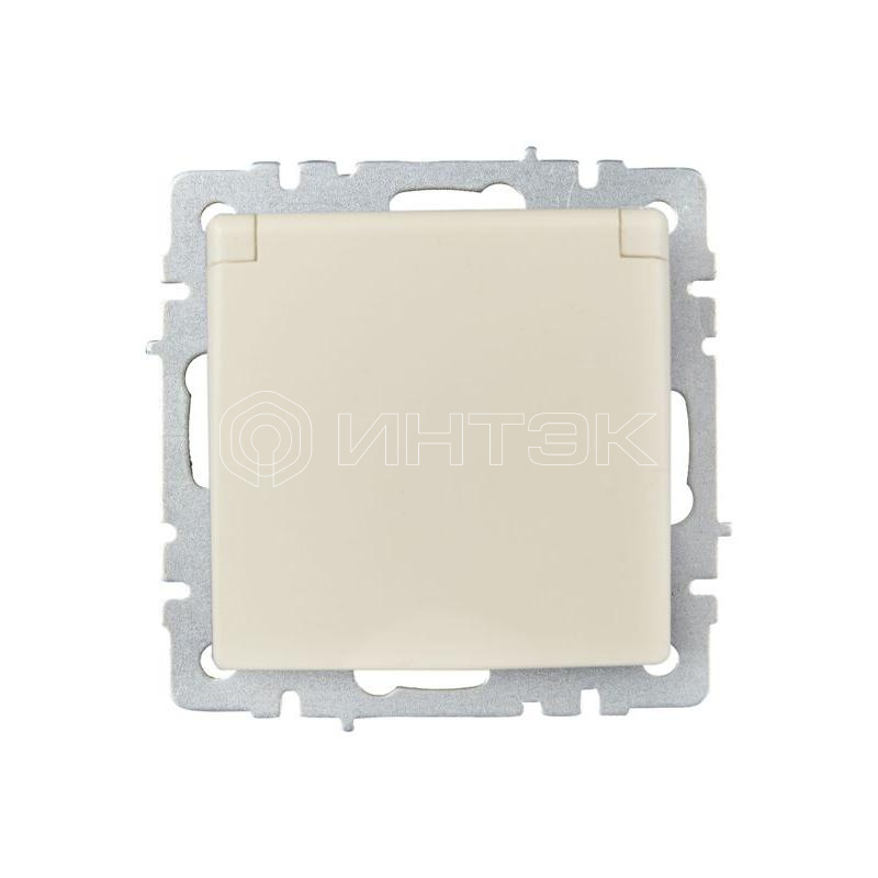 Розетка BRITE РСбш10-3-БрКр 16А IP20 с заземл. защ. шторки с крышкой механизм беж. IEK BR-R16-16-K10 изображение, фото