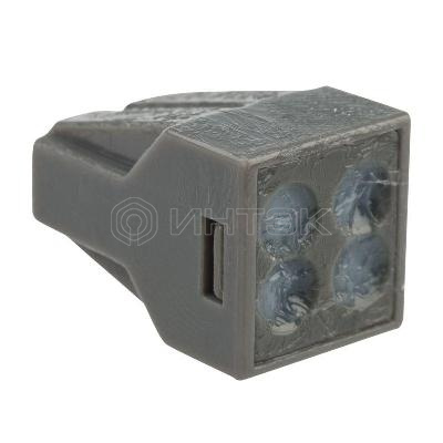 Экспресс-клемма с пастой 4-проводная до 2.5кв.мм сер. (уп.100шт) (773-304) Rexant 07-3040 изображение, фото