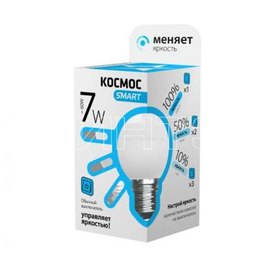 Лампа светодиодная GL45 7Вт 220В E27 4500К 3 уровня яркости Космос Smart LksmLEDSD7wGL45E2745 изображение, фото