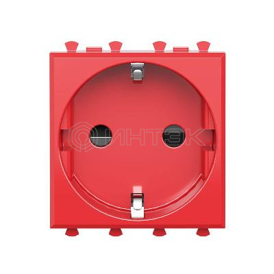 Розетка 1-м 2мод. Avanti "Красный квадрат" 16А IP20 2P+E защ. шторки красн. DKC 4401002 изображение, фото