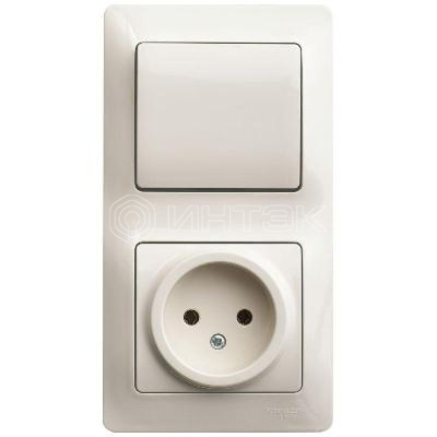 Блок комбинированный Glossa (розетка + 1-кл. выкл.) беж.  Systeme Electric GSL000260 изображение, фото