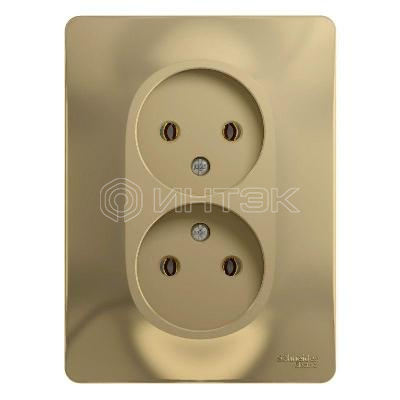 Розетка 2-м СП Glossa 16А IP20 без заземл. в сборе титан  Systeme Electric GSL000420 изображение, фото
