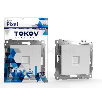 Розетка компьютерная 1-м СП Pixel RJ45 кат.5E механизм бел. TOKOV ELECTRIC TKE-PX-RC1-C01 изображение, фото
