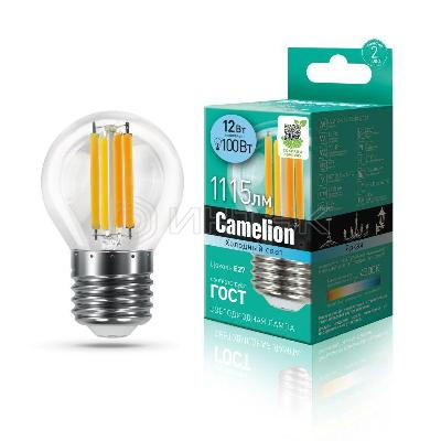 Лампа светодиодная филаментная LED12-G45-FL/845/E27 12Вт 220В Camelion 13715 изображение, фото
