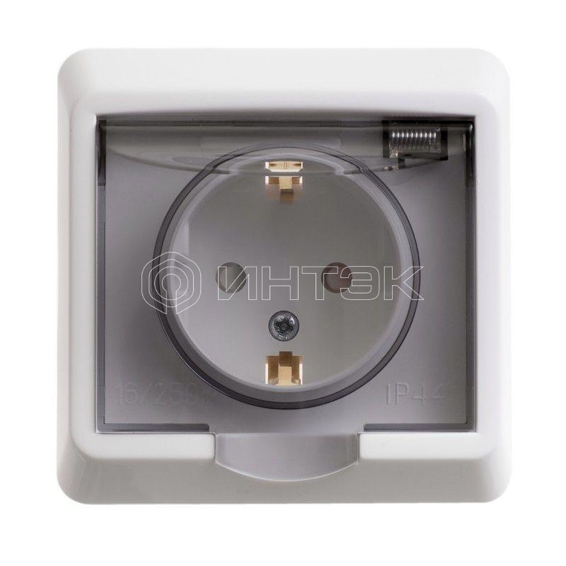 Розетка 1-м СП Этюд 16А IP44 250В с заземл. защ. шторки бел.  Systeme Electric PC16-044B изображение, фото