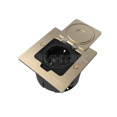 Лючок MultiDesk MDK21 с розеткой 2P+E 16А 250В IP44 с монтажной коробкой для стены фальшпола стола никель Systeme Electric MDK21102NA изображение, фото