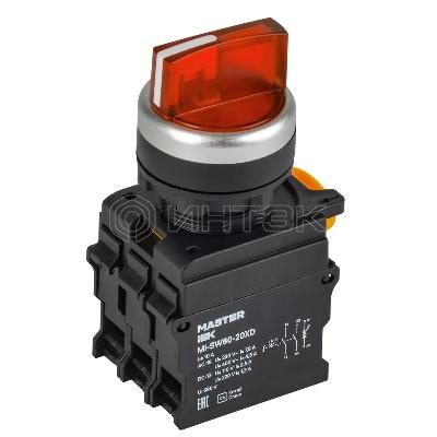 Переключатель 3 полож. 2НО с подсветкой красн. MASTER IEK MI-SW60-20XD-4-14-3-K04 изображение, фото