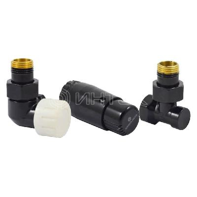 Комплект трехосевой SCHLOSSER STANDARD MINI 1/2quot; левый, Ral 9005, с термоголовкой MINI M30x1,5 изображение, фото