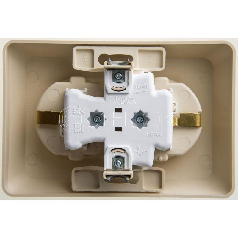 Розетка 2-м СП Этюд 16А IP20 250В с заземл. защ. шторки крем. Systeme Electric PC16-108K изображение, фото