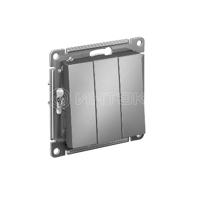 Выключатель 3-кл. СП AtlasDesign 10А IP20 (сх. 1+1+1) 10AX механизм сталь  Systeme Electric ATN000931 изображение, фото
