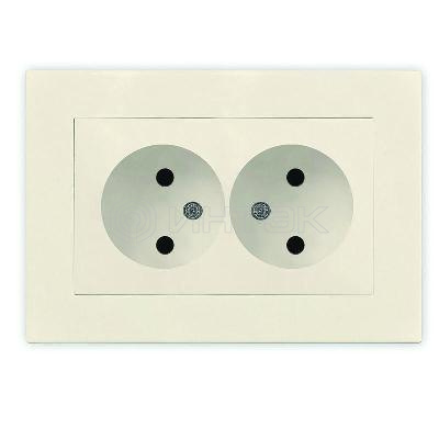 Розетка 2-м СП Афина 16А IP20 без заземл. в сборе сл. кость (ivory) Universal A0102-I изображение, фото