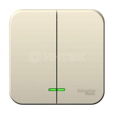 Выключатель 2-кл. ОП Blanca 6А IP20 (сх. 5) 250В с подсветкой с изолир. пластиной молочн. Systeme Electric BLNVA065112 изображение, фото