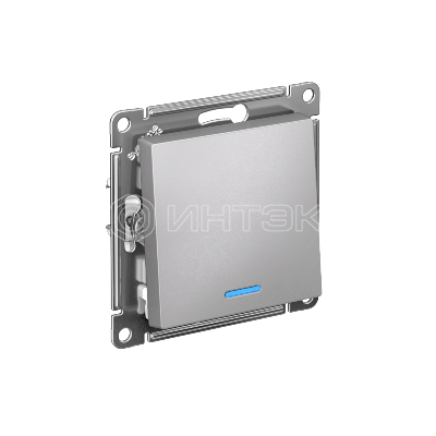Выключатель 1-кл. СП AtlasDesign 10А IP20 (сх. 1а) 10AX с подсветкой механизм алюм.  Systeme Electric ATN000313 изображение, фото