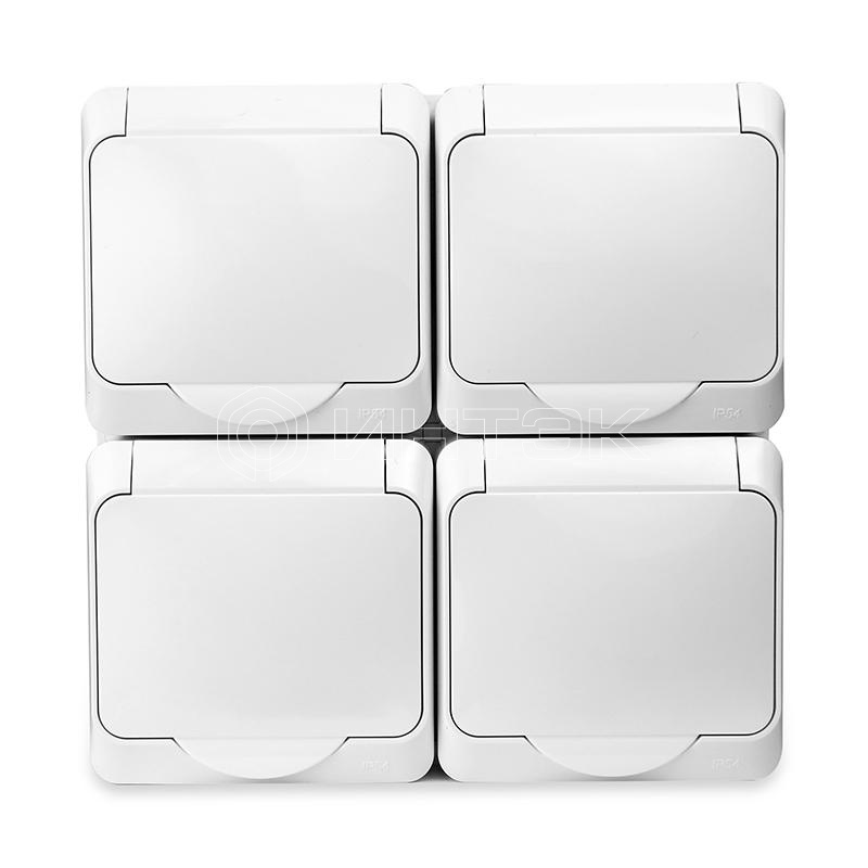 Розетка 4-м ОП Nix 16А IP54 250В с заземл. с крышкой бел. TOKOV ELECTRIC TKE-NX-R4Z-C01-IP54 изображение, фото