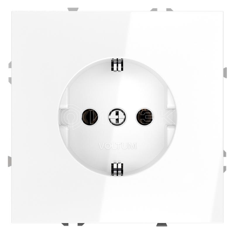 Розетка 1-м СП S70 16А с заземл. механизм бел. глянцевый Voltum VLS040101 изображение, фото
