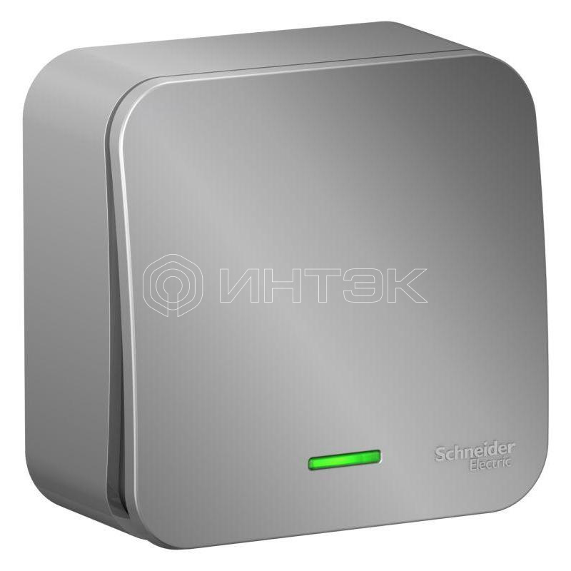 Переключатель проходной 1-кл. ОП Blanca 10А IP20 (сх. 6) 250В с подсветкой с изолир. пластиной алюм. Systeme Electric BLNVA106113 изображение, фото