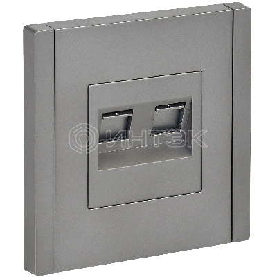  Розетка компьютерная двойная RJ45 кат.6 FP534 сталь IEK FORTE&PIANO FP-K20-2-K46 изображение, фото