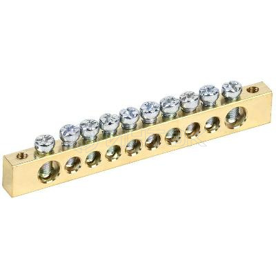 Шина PEN "земля-ноль" 8х12мм 10/2 (10групп/крепеж по краям) IEK YNN21-10-100 изображение, фото