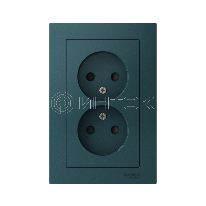 Розетка 2-м СП AtlasDesign 16А IP20 без заземл. защ. шторки в сборе изумруд Systeme Electric ATN000822 изображение, фото