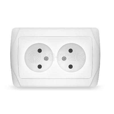 Розетка 2-м СП Маргарита 16А IP20 без заземл. бел. UNIVersal М0102 изображение, фото
