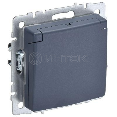 Розетка BRITE РСбш10-3-БрМ 16А IP20 с заземл. защ. шторки с крышкой механизм маренго IEK BR-R16-16-K35 изображение, фото