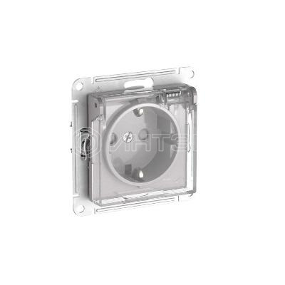 Розетка AtlasDesign Aqua 16А IP44 с заземл. защ. шторки с прозр. крышкой быстрозажим. клем. механизм алюм. Systeme Electric ATN440346S изображение, фото
