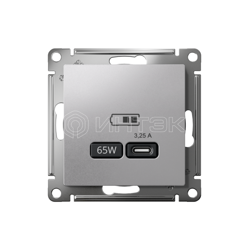 Розетка USB AtlasDesign тип C 65Вт QC PD высокоскор. ЗУ механизм алюм. Systeme Electric ATN000327 изображение, фото