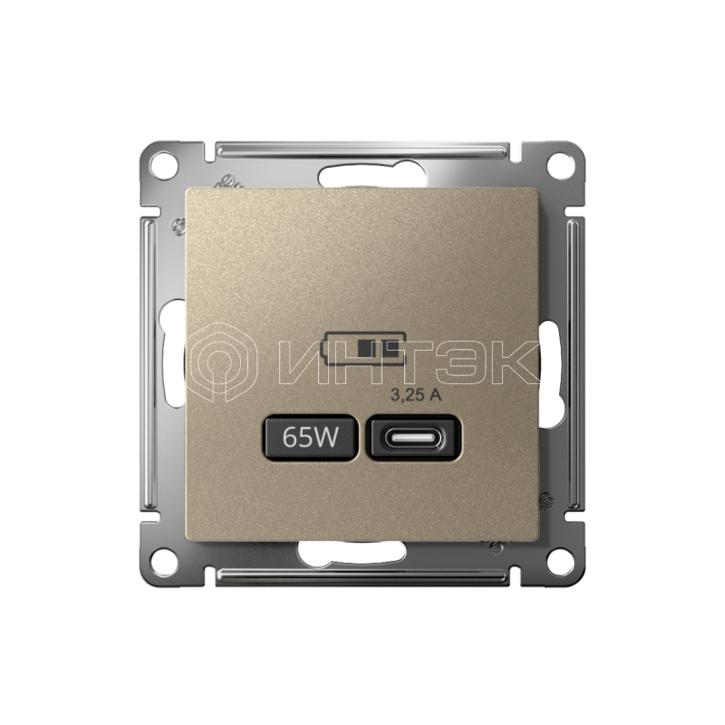 Розетка USB AtlasDesign тип C 65Вт QC PD высокоскор. ЗУ механизм шампань Systeme Electric ATN000527 изображение, фото