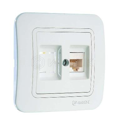 Розетка компьютерная 2-м СП Lillium 16А IP20 кат.5E + гнездо бел./бел. Makel 70035 изображение, фото