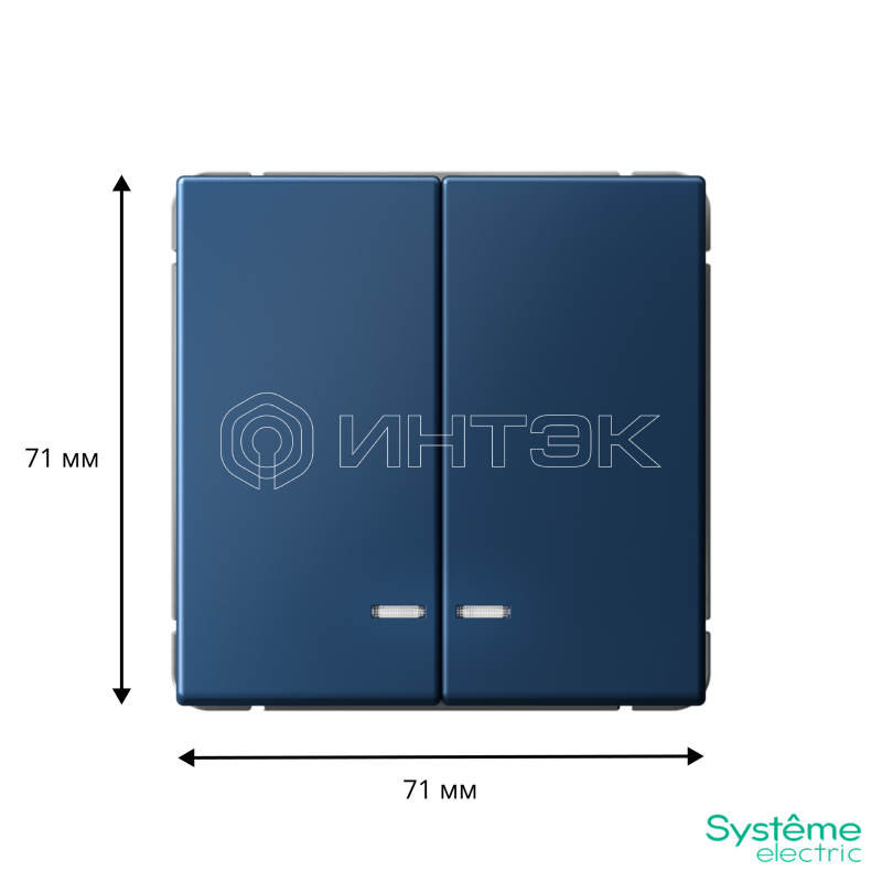 Выключатель 2-кл. ArtGallery (сх. 5а) 10AX с подсветкой механизм аквамарин  Systeme Electric GAL001153 изображение, фото