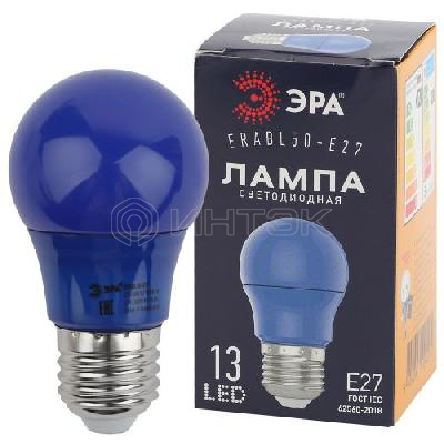 Лампа светодиодная ERABL50-E27 A50 3Вт груша син. E27 13SMD для белт-лайт ЭРА Б0049578 изображение, фото