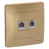 Розетка компьютерная + телефонная 2-м СП Blanca RJ45 кат.5E + RJ11 титан Systeme Electric BLNIS045114 изображение, фото