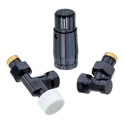 Комплект подключения SCHLOSSER STANDARD MINI 1/2quot; осевой, Ral 9005, с термоголовкой MINI М30х1,5 изображение, фото