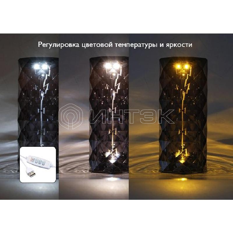 Светильник светодиодный настольный CTL3-USB 3Вт 120лм 5В 2SMD IP20 диммер: 2700-3000К/4000-4500К/6000-6500К ночник черн. кристалл акрил ФАZА 5040861 изображение, фото
