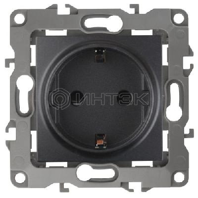 Розетка 1-м СП Эра12 12-2101-05 16А IP20 16AX 250В 2P+E Schuko механизм антрацит Эра Б0014679 изображение, фото