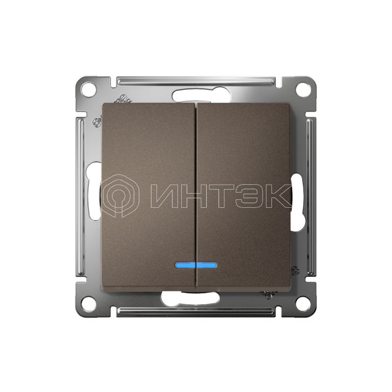 Выключатель 2-кл. СП AtlasDesign 10А IP20 (сх. 5а) 10AX с подсветкой механизм мокко  Systeme Electric ATN000653 изображение, фото