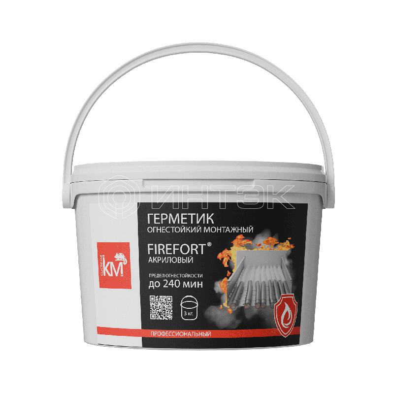 Герметик огнестойкий монтажный акриловый EI240 FIREFORT (ведро 3кг) KM-FF-G-3000 КМ LO53706 изображение, фото