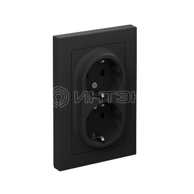 Розетка 2-м СП AtlasDesign 16А IP20 с заземл. защ. шторки в сборе карбон  Systeme Electric ATN001026 изображение, фото