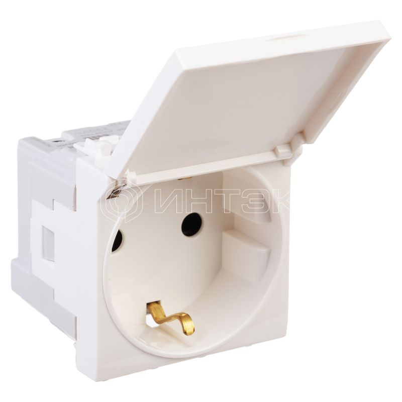 Розетка 1-м 2мод. Avanti "Белое облако" 16А IP41 2P+E защ. шторки с крышкой бел. DKC 4400012 изображение, фото