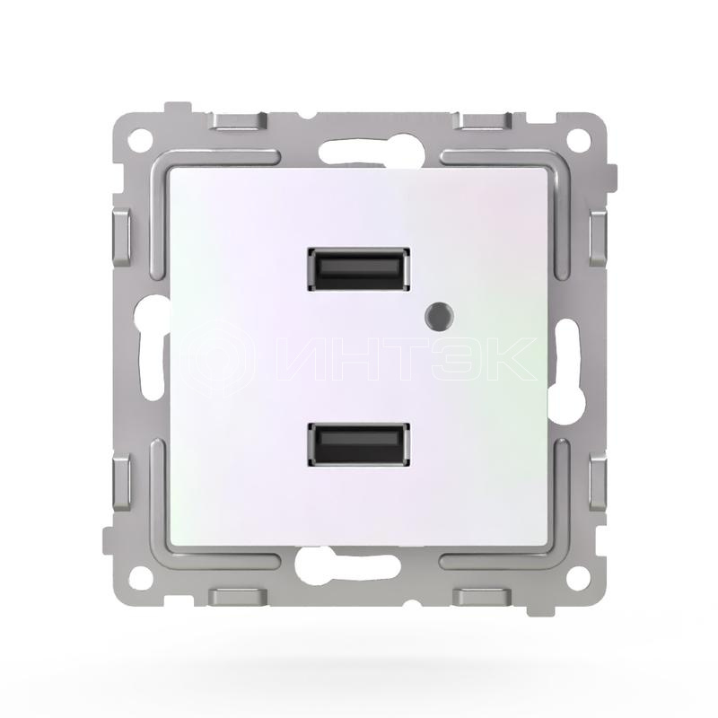 Розетка 2-м USB СП Pixel тип A+A 5В 1х2.1А 2х1.05А механизм перламутр. TOKOV ELECTRIC TKE-PX-2USB-C04 изображение, фото