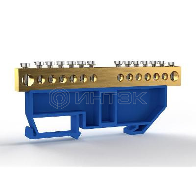 Шина нулевая на DIN-изоляторе 8х12мм 14 отвер. латунь TOKOV ELECTRIC TKE-BCB-812-14-DIN/N изображение, фото