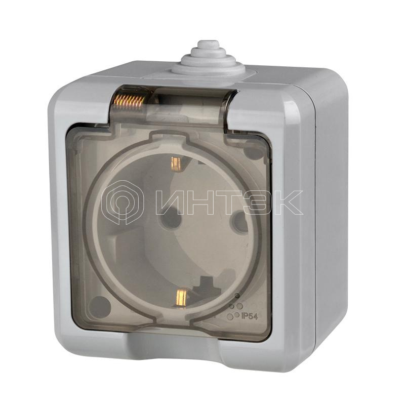 Розетка 1-м ОП Dita 16А IP54 250В с заземл. с прозр. крышкой сер. TOKOV ELECTRIC TKL-DT-R1Z-C06T-IP54 изображение, фото