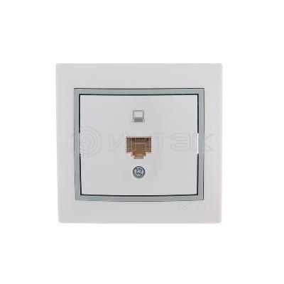 Розетка компьютерная 1-м СП Mira RJ45 бел./сер. LEZARD 701-0215-139 изображение, фото