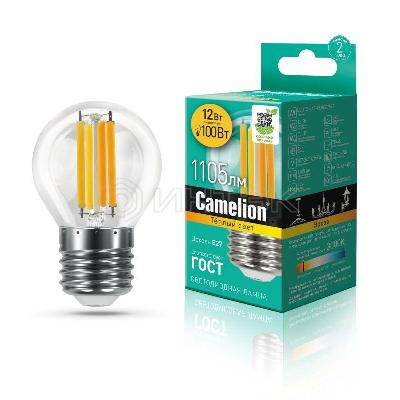Лампа светодиодная филаментная LED12-G45-FL/830/E27 12Вт 220В Camelion 13714 изображение, фото